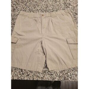 Calypso Joe Shorts Mens L Khaki Cotton‎ Cargo Elastic Waist Multi Pocket Casual